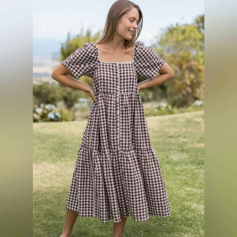 Neuflora Fallon Brown Gingham Dress